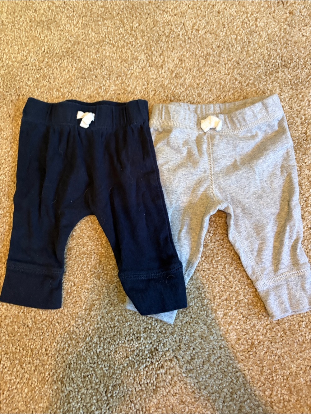 Carters Baby pants Set - Navy & Light Gray with Bow